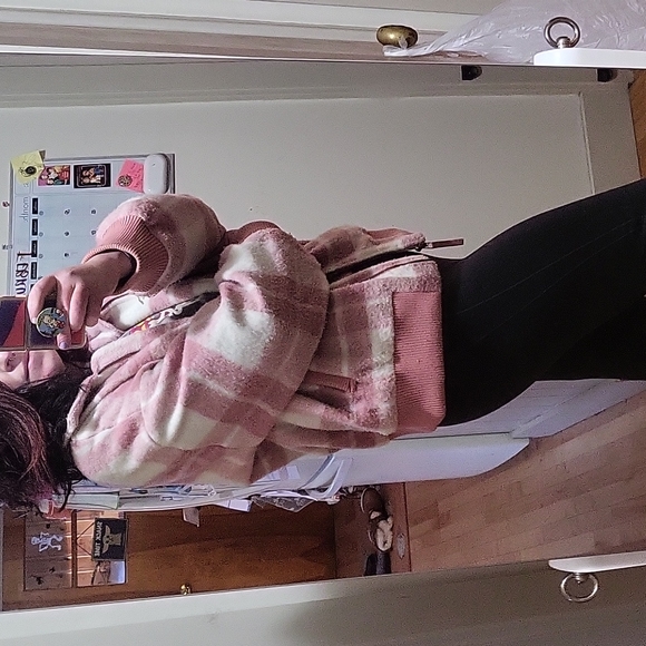 Universal Thread pink plaid coat - Picture 1 of 5